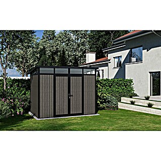 Gerätehaus 9x7 (Außenmaß inkl. Dachüberstand (B x T): 300 x 225,6 cm, Verbundwerkstoff, Silver Gray)