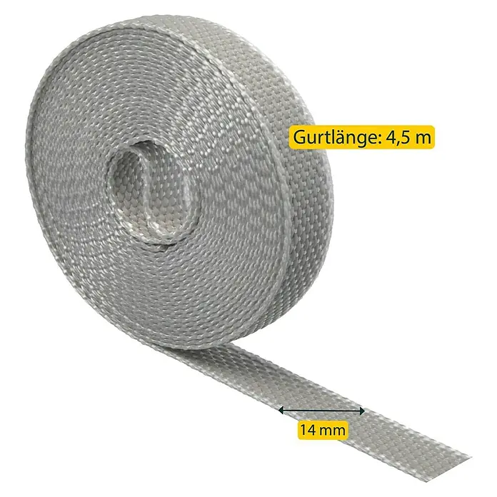 Schellenberg Rollladengurt Mini - Grau, Länge: 4,5 m, Gurtbreite: 14 mm - Isolierbandrolle mit einer Länge von 4,5 m und einer Breite von 14 mm für vielfältige Anwendungen.