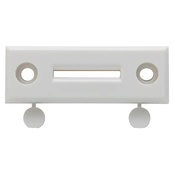 Schellenberg Gurtführung Standard Mini & Maxi - 7 x 65 x 17 mm, Geeignet für: Rollladen-Maxi/Mini-Systeme, Weiß - Weiße Wandeinbau-Anschlussdose für die Installation von elektrischen Leitungen in Innenräumen, mit Schraublöchern und zentraler Öffnung.