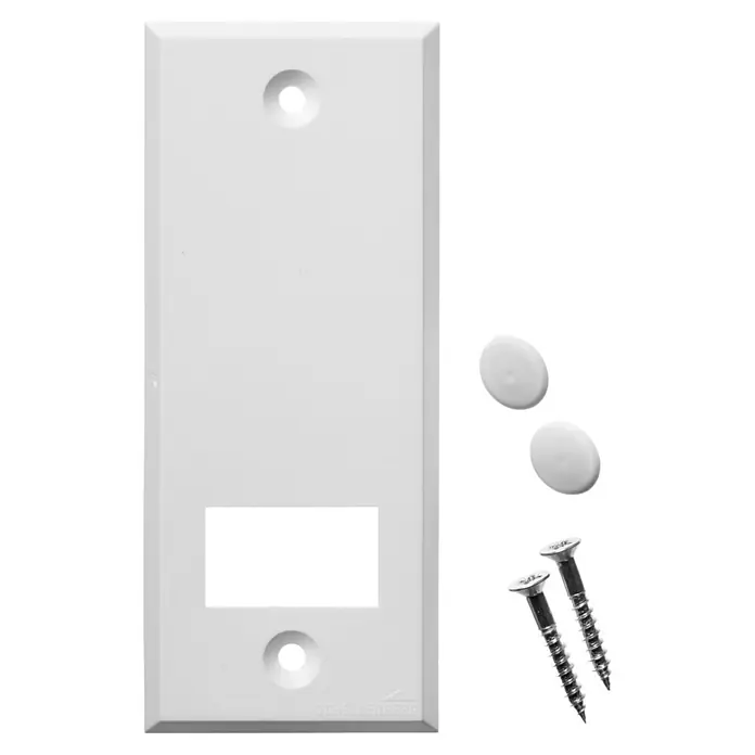 Schellenberg Abdeckplatte Standard - Weiß, Lochabstand: 105 mm, Gurtbreite: 23 mm - Dose mit Abdeckung, Schrauben und Schraubenabdeckungen. Ideal für die Installation und den Schutz von elektrischen Verbindungen.