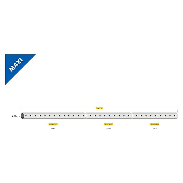 Schellenberg Eje octogonal Maxi (60 x 1.500 mm, Apto para: Maxi sistemas de persianas enrollables)