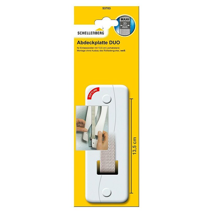 Schellenberg Abdeckplatte Softline (64 x 9 x 184 mm, Lochabstand: 135 mm, Weiß)