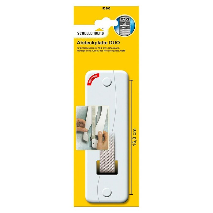 Schellenberg Abdeckplatte Softline (64 x 9 x 210 mm, Lochabstand: 160 mm, Weiß)