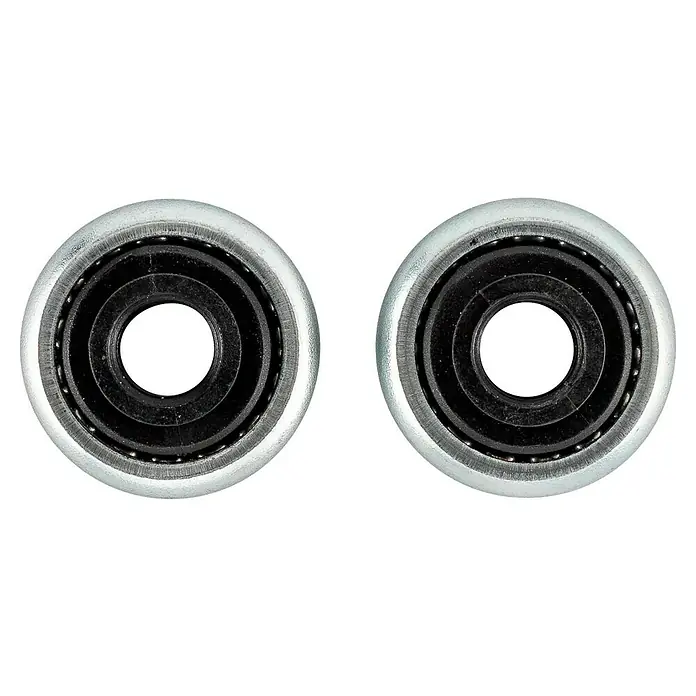 Schellenberg Kugellager Maxi - Durchmesser: 40 mm, Durchmesser Achtkantwelle: 60 mm - 70 mm - Nahaufnahme von zwei Kugellagern. Die Lager bestehen aus einer Metallaußenhülle und schwarzen Innenringen mit kleinen Kugeln.