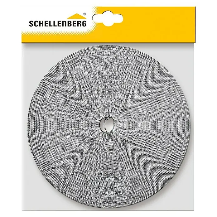 Schellenberg Rollladengurt - Grau, Länge: 50 m, Gurtbreite: 14 mm - Rolladen-Gurtband von Schellenberg in Grau, aufgerollt und verpackt. Ideal für Reparaturen und Austausch defekter Gurtbänder.
