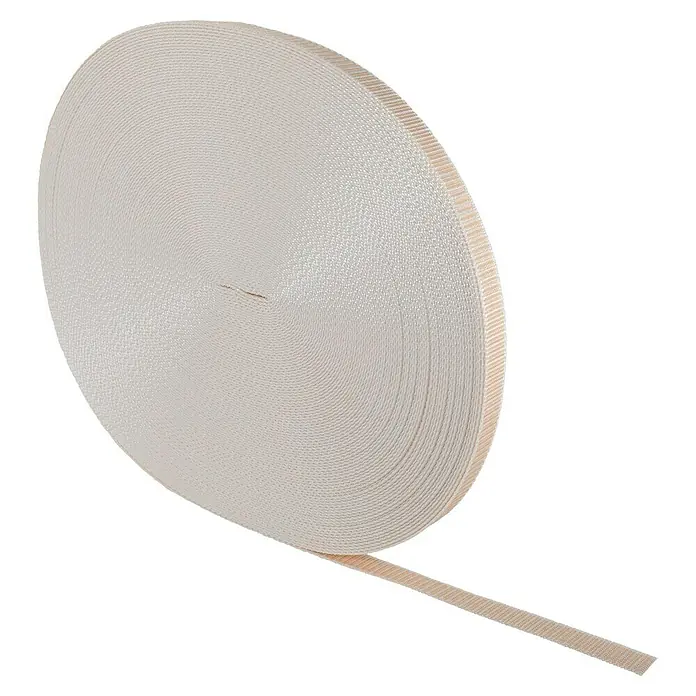 Schellenberg Rollladengurt - Beige, Länge: 50 m, Gurtbreite: 18 mm - Aufgerollte, hellbeige Gurtband-Spule für vielseitige Anwendungen in Handwerk und Industrie. Robust und langlebig.