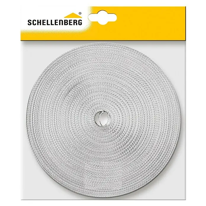 Schellenberg Rollladengurt - Weiß, Länge: 50 m, Gurtbreite: 23 mm - Schellenberg Rolladen Gurtwickler Aufputz Maxi, ein runder, aufgerollter Rollladengurt zur einfachen Montage und Bedienung.