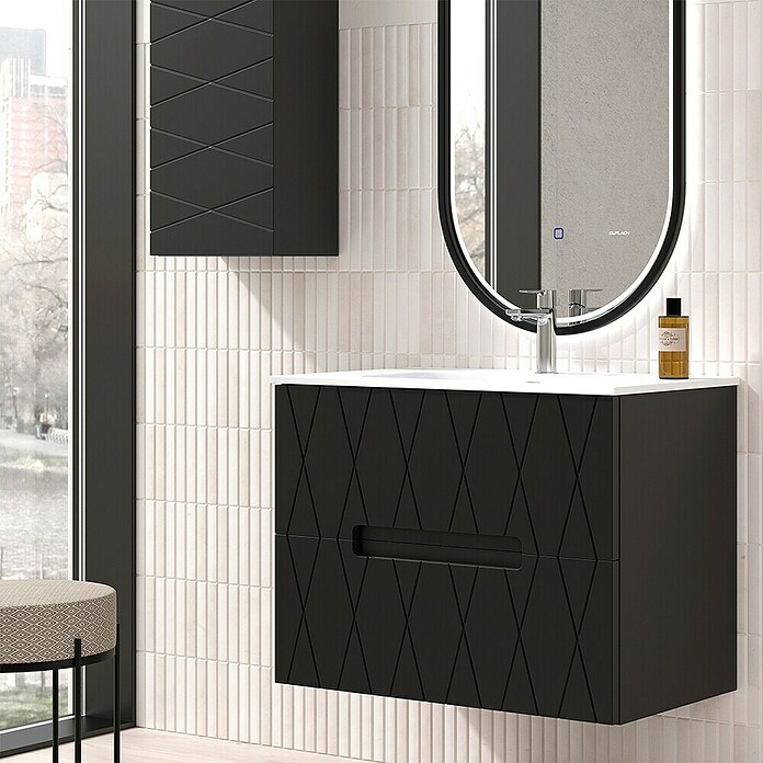 Duplach Mueble de lavabo Nanda (L x An x Al: 45 x 60 x 60 cm, Negro, Melamina) | BAUHAUS