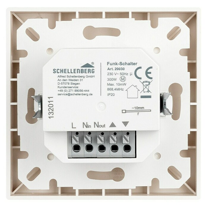 Schellenberg Smart Home Interruptor de recepción de radio (40 x 80 x 80 mm, Blanco, Empotrado)