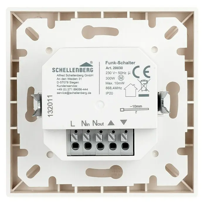 Schellenberg Smart Home Funk-Empfangsschalter - 80 x 80 x 40 mm, Weiß, Unterputzmontage - Funk-Schalter der Marke Schellenberg, Modell 20030, für die Hausautomation. Ermöglicht die Steuerung von Geräten per Funk im Smart Home.