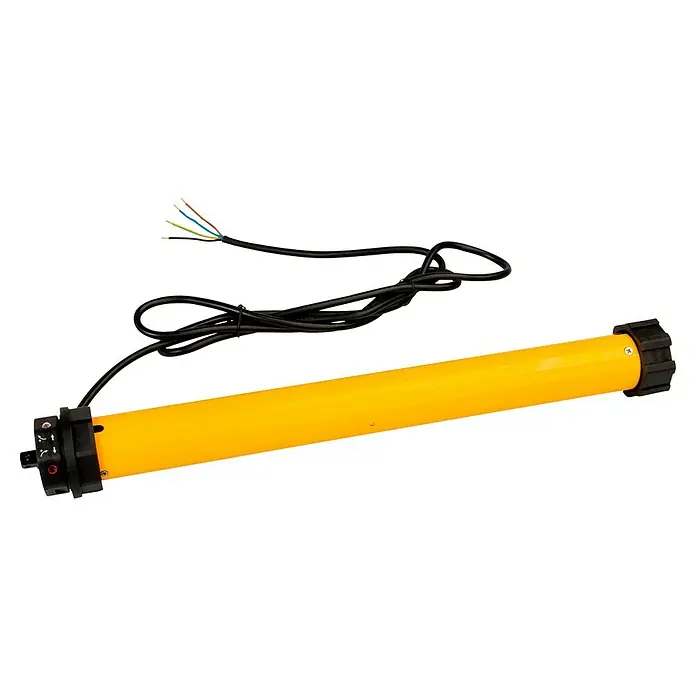 Schellenberg Rohrmotor Rollopower Action Maxi 6 - Max. Rollladenfläche: 3 m² bei Kunststoffrollläden, Einbaulänge: 500 mm, Zugkraft: 15 kg - Gelber Rollladenmotor mit schwarzem Kabel. Ideal für die Automatisierung von Rollläden im Haus.