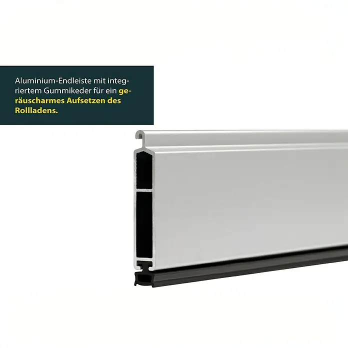 Schellenberg Rollladenpanzer MINI - 80 x 100 cm, Weiß - Aluminium-Abschlussleiste mit integriertem Gummiprofil für ein geräuscharmes Aufsetzen des Rollladens. Das Produkt sorgt für Ruhe und Komfort.