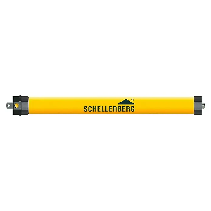 Schellenberg Rohrmotor Mini Plus 6 - Max. Rollladenfläche: 4 m² bei Kunststoffrollläden, Einbaulänge: 570 mm, Zugkraft: 15 kg - Schellenberg Rolladenwickler mit gelbem Gehäuse, zuverlässig und robust für Ihre Rollläden.