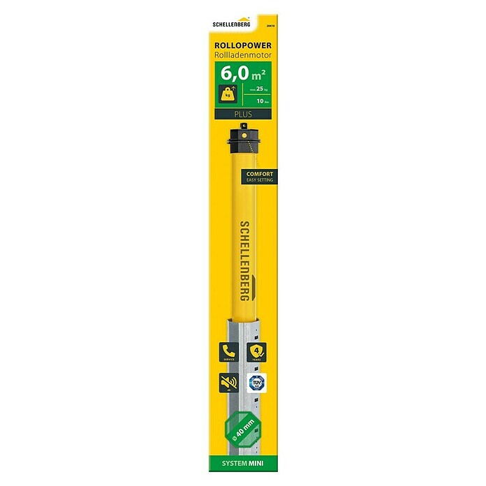 Schellenberg Motor tubular (Superficie de persiana arrollable máx.: 6 m² para persianas de plástico, Longitud de instalación: 570 mm, Fuerza de tracción: 25 kg)