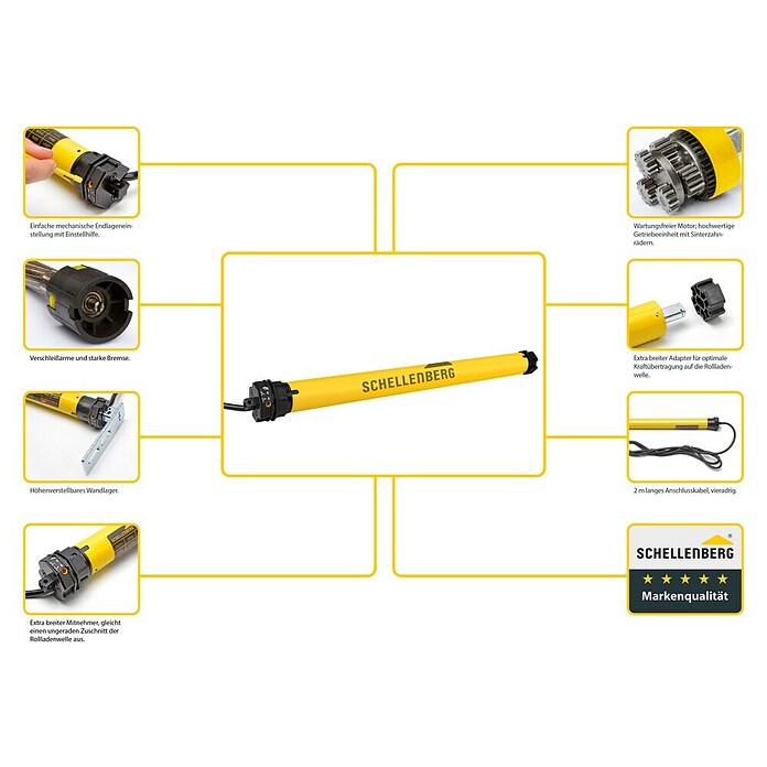 Schellenberg Cevni motor Mini Standard 6  (Maksimalna površina rolete: 4 m² za plastične rolete, Vgradna dolžina: 500 mm, Vlečna moč: 15 kg) | 1357 - elektr Rolladenantriebe und Zubehör | AAHF - Rolladenzubehör | AAH - Sicherheit | AA - Eisenwaren | A - Eisenwaren | BAUHAUS