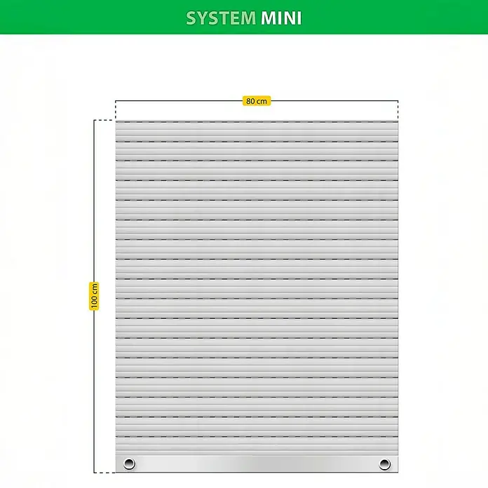 Schellenberg Rollladenpanzer MINI - 80 x 100 cm, Achatgrau - Bild einer Rolllade System Mini, die 80 cm breit und 100 cm hoch ist. Ideal für Fenster und Türen, bietet sie Sicherheit und Schutz.