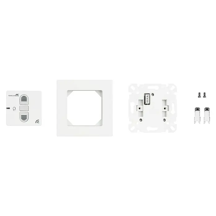 Schellenberg Smart Home Funk-Empfangsschalter - 80 x 80 x 40 mm, Weiß, Unterputzmontage - Schellenberg Smart Home Funktaster mit Rahmen und Rückseite. Der Funktaster ermöglicht die Steuerung von Rollläden und Jalousien im Smart Home.
