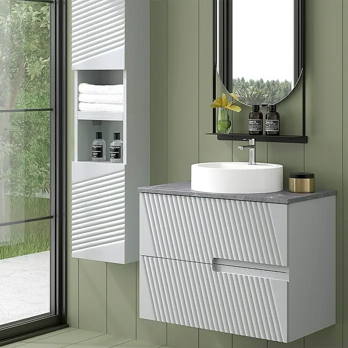 Duplach Mueble bajo de lavabo Saser - L x An x Al: 45 x 100 x 60 cm, Gris - Conjunto de baño moderno con mueble de lavabo gris y armario con espejo a juego. Diseño elegante ideal para baños con estilo.