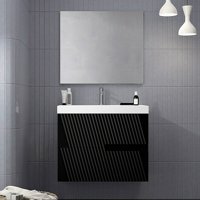 Duplach Mueble de lavabo Saser (L x An x Al: 45 x 80 x 60 cm, Negro, Melamina) | BAUHAUS