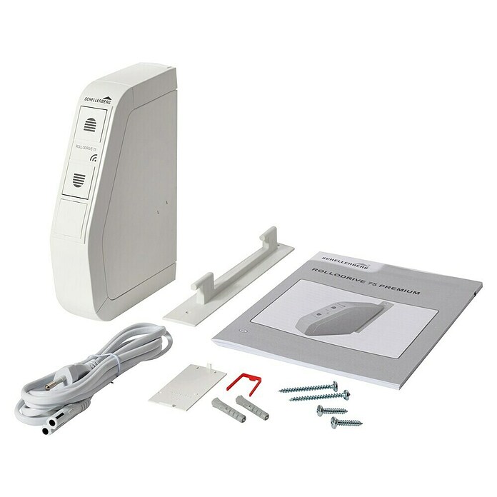 Schellenberg Funk-Rollladen-Gurtwickler Rollo Drive 75 Premium (L x B x H: 155 x 37 x 199 mm, Gurtbreite: 14 - 15 mm, Zugkraft: 30 kg, Unterstützte Systeme: Abus Smart Friends System)