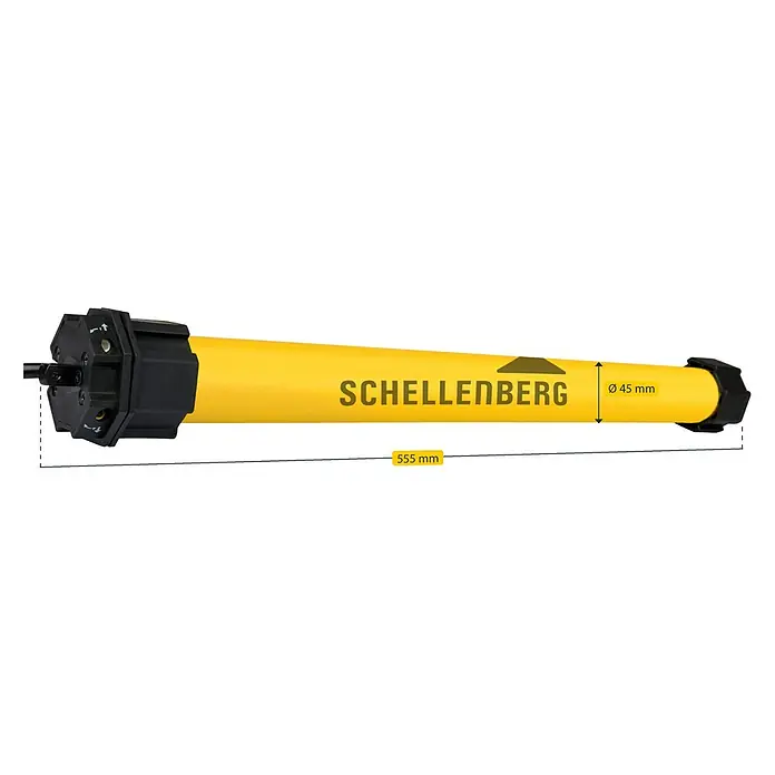 Schellenberg Rohrmotor Maxi Standard - Max. Rollladenfläche: 15 m² bei Kunststoffrollläden, Einbaulänge: 570 mm, Zugkraft: 60 kg - Schellenberg Rohrmotor mit einer Länge von 555 mm und einem Durchmesser von 45 mm, ideal für Rollläden.