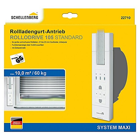 Schellenberg Rollladen-Gurtwickler Rollo Drive 105 Standard (Zugkraft: 60 kg, Gurtbreite: 23 mm, Unterputz)