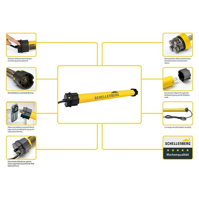 Schellenberg Motor tubular (Superficie de persiana arrollable máx.: 4,2 m² para persianas de plástico, Longitud de instalación: 620 mm, Fuerza de tracción: 20 kg)