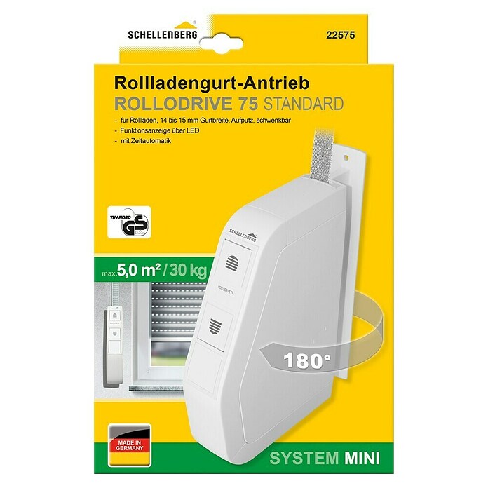 Schellenberg Rollladen-Gurtwickler Rollo Drive 75 Standard  (Aufputz, Gurtbreite: 14 - 15 mm, Lochabstand: 172 mm)