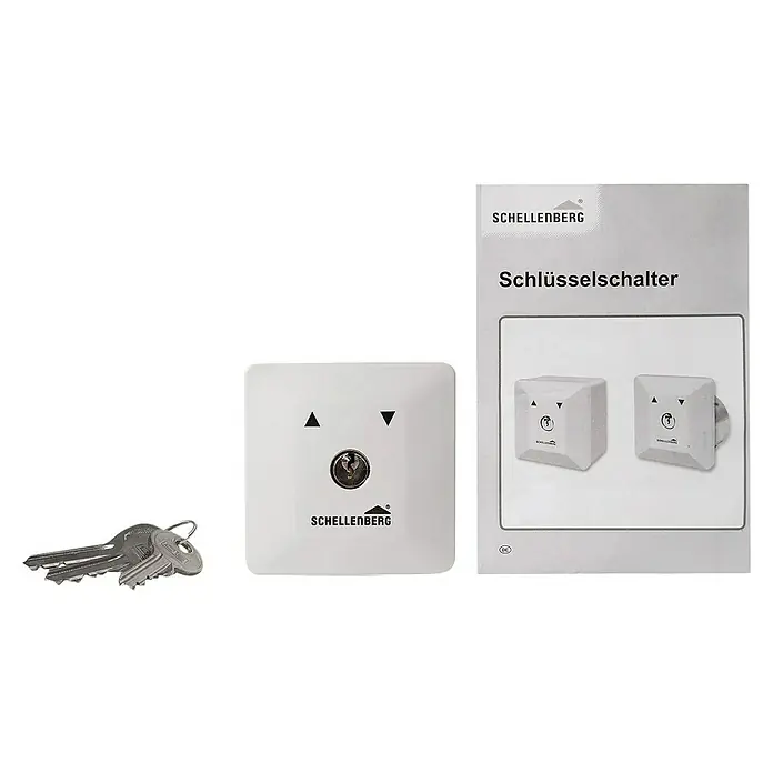Schellenberg Schlüsselschalter - Passend für: Schellenberg Garagen- und Außentorantriebe, Aufputzmontage - Schlüsselschalter von Schellenberg mit Anleitung und Schlüsseln. Steuern Sie Ihre Geräte sicher und bequem per Schlüssel.