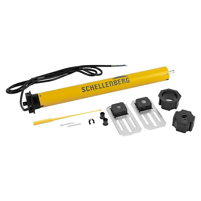 Schellenberg Rohrmotor Maxi Standard - Max. Rollladenfläche: 8,5 m² bei Kunststoffrollläden, Einbaulänge: 500 mm, Zugkraft: 34 kg - Schellenberg Rohrmotor mit Zubehör für Rollläden, inklusive Motor, Halterungen und Montagezubehör für die einfache Installation.