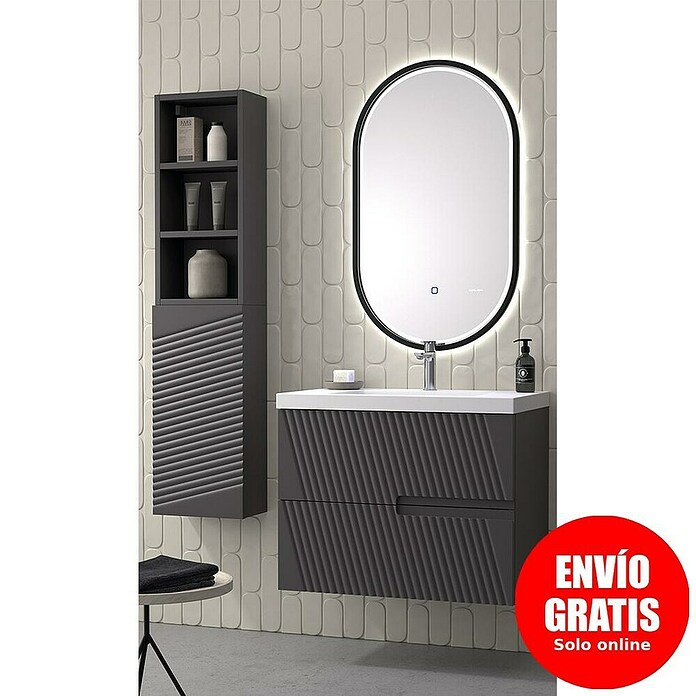 Duplach Mueble de lavabo Saser (L x An x Al: 45 x 80 x 60 cm, Antracita, Melamina) | BAUHAUS