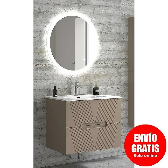 Duplach Mueble bajo de lavabo Istor - L x An x Al: 45 x 60 x 60 cm, Moka - Mueble de baño moderno con espejo LED y diseño elegante. El mueble perfecto para cualquier baño.