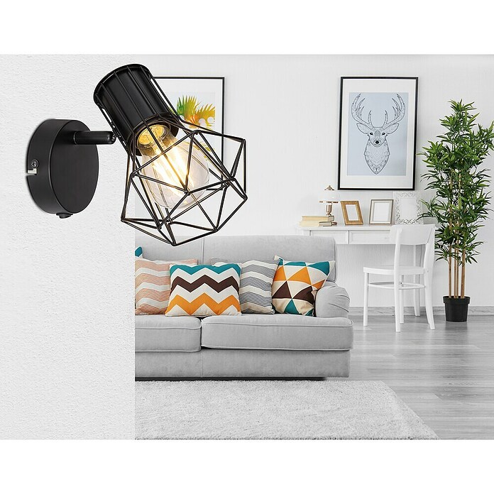 Globo Wandstrahler Priska (40 W, Schwarz, E27, B x H: 130 x 165 mm) | BAUHAUS