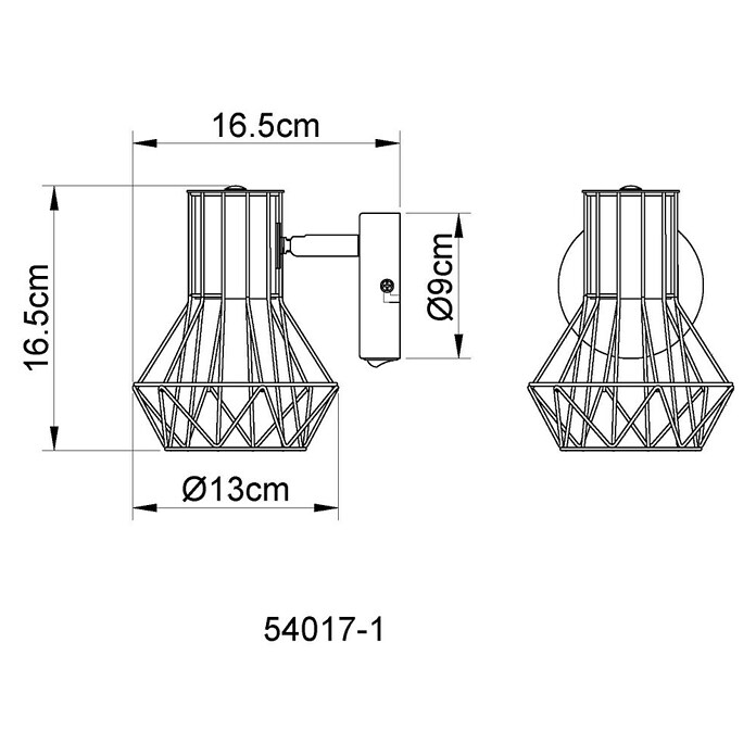 Globo Wandstrahler Priska (40 W, Schwarz, E27, B x H: 130 x 165 mm) | BAUHAUS