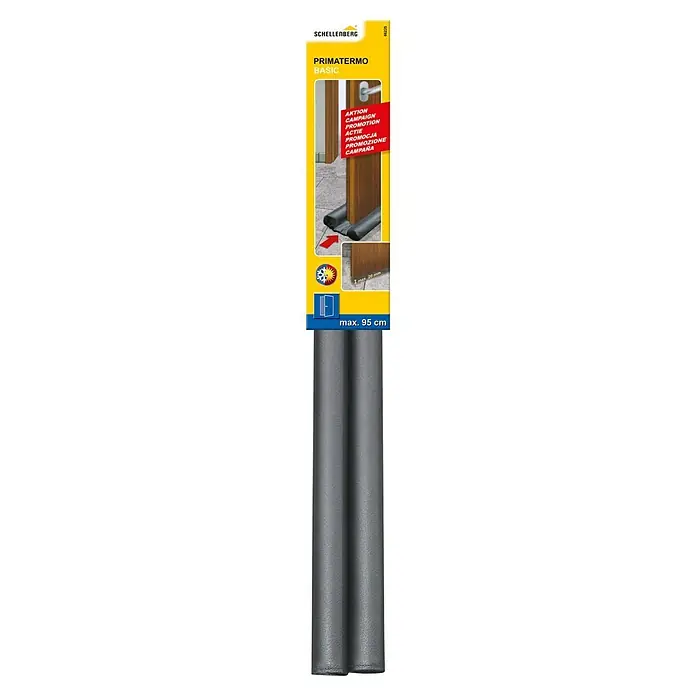 Schellenberg Türbodendichtung Basic - Anthrazit, L x B: 95 x 3,5 cm, Geeignet für: Zimmertüren - Produktbild eines Schellenberg Primatermo BASIC Türdichtungsband, das bis zu 95 cm abdichtet und Energie spart.