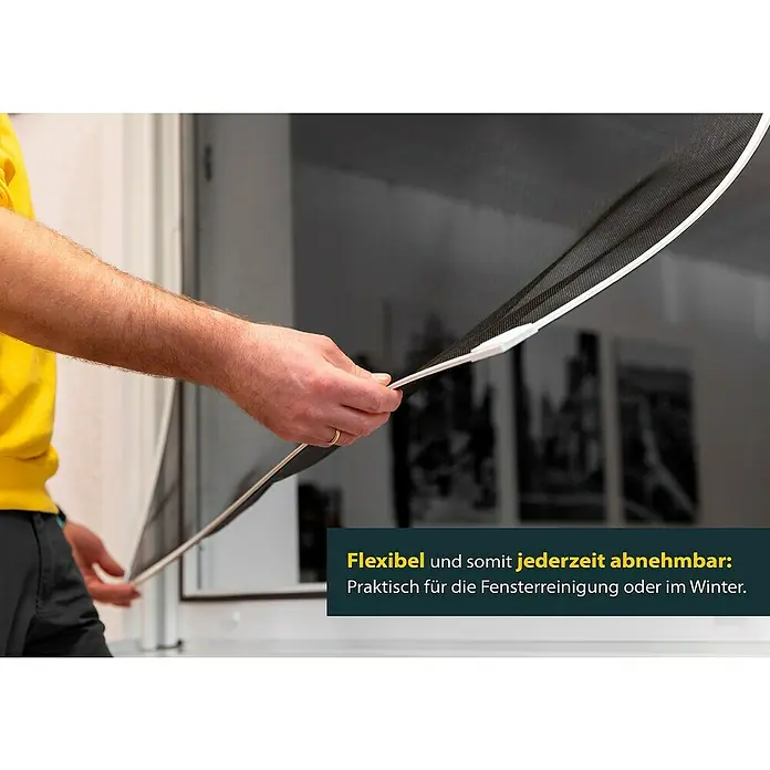 Schellenberg Insect Stop Insektenschutzfenster - B x H: 100 x 120 cm, Magnetisch anheften, Farbe Rahmen: Anthrazit - Flexibles Fliegengitter für Fenster, einfach abnehmbar. Ideal für Fensterreinigung oder im Winter.