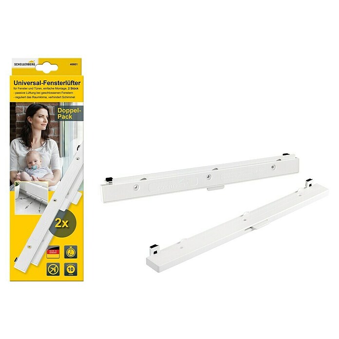 Schellenberg Fensterlüfter-Set (L x B x H: 293 x 21 x 9,5 mm, Weiß, 2 Stk.)