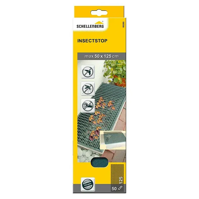 Schellenberg Lichtschachtabdeckung - Kunststoff - Schellenberg Insektenschutz-Gitter, max. 50 x 125 cm, aus Fiberglas, bietet effektiven Schutz vor Insekten ohne Bohren. Ideal für Fenster und Türen.