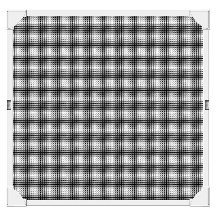 Schellenberg Insect Stop Insektenschutzgitter - B x H: 100 x 120 cm, Farbe Rahmen: Weiß, Montage Insektengitter: Magnetisch anheften - Nahaufnahme eines weißen Fliegengitters mit feinem Netz, ideal für Fenster oder Türen, um Insekten fernzuhalten.