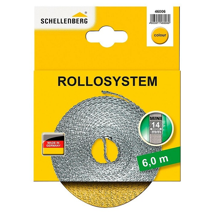 Schellenberg Rollladengurt (Gelb, Länge: 6 m, Gurtbreite: 14 mm)