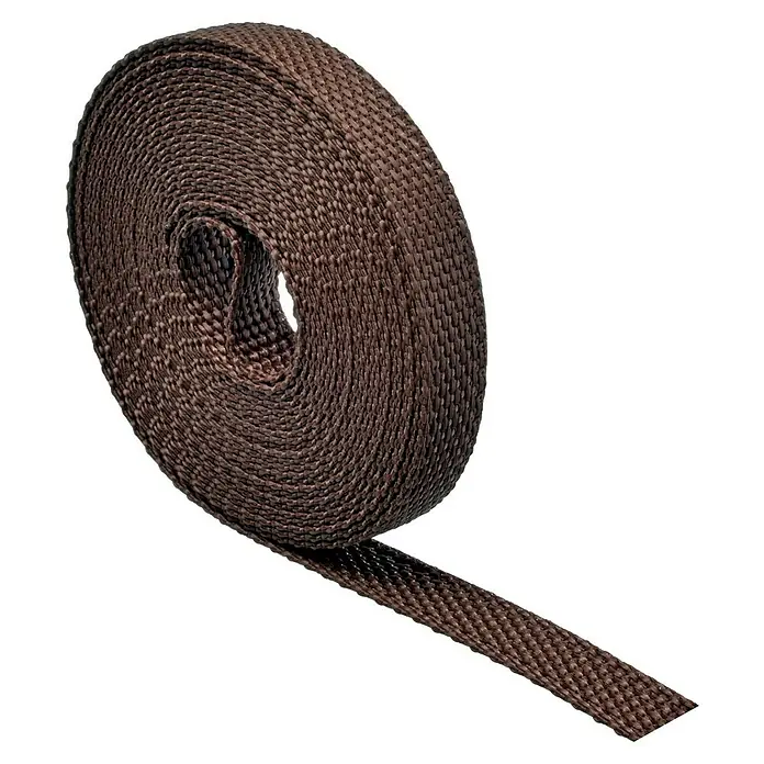 Schellenberg Rollladengurt - Braun, Länge: 4,5 m, Gurtbreite: 14 mm - Aufnahme von aufgerolltem, hitzebeständigem Auspuffband in Braun, das vor extremer Hitze schützt und die Motorleistung verbessert.