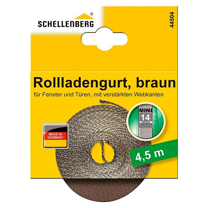 Schellenberg Rollladengurt (Braun, Länge: 4,5 m, Gurtbreite: 14 mm)