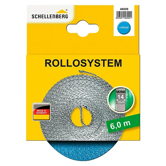 Schellenberg Rollladengurt - Hellblau, Länge: 6 m, Gurtbreite: 14 mm - Schellenberg Rollladengurt Mini, 6,0 m Länge. Der Gurt ist aus hochwertigem Material gefertigt und sorgt für einen zuverlässigen Betrieb des Rollladens.