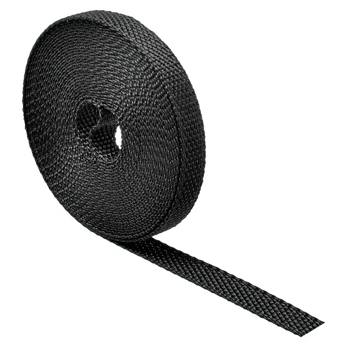 Schellenberg Rollladengurt - Schwarz, Länge: 6 m, Gurtbreite: 14 mm - Eine Rolle schwarzes Hitzeschutzband, das verwendet wird, um Wärme abzuleiten und Motorkomponenten zu schützen.