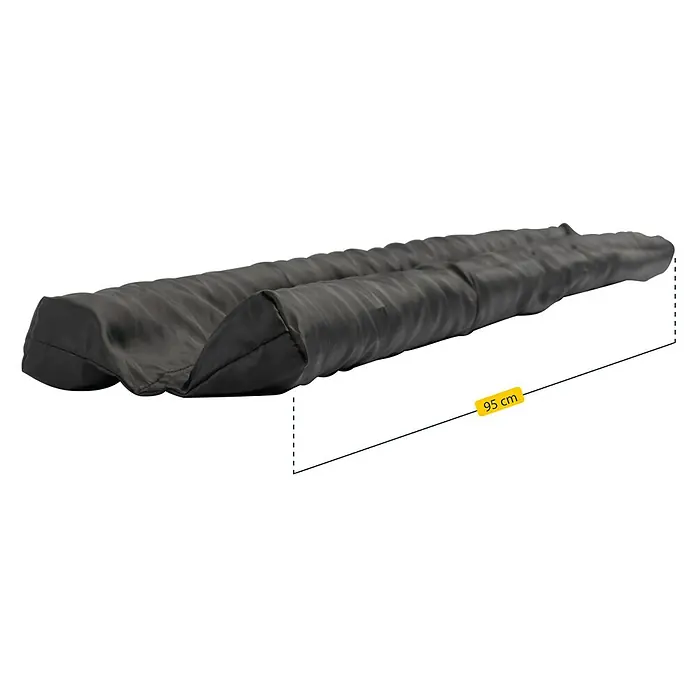 Schellenberg Türbodendichtung Basic - Anthrazit, L x B: 95 x 3,5 cm, Geeignet für: Zimmertüren - Produktansicht eines schwarzen Zugluftstoppers mit einer Länge von 95 cm zur Isolierung von Türen und Fenstern.