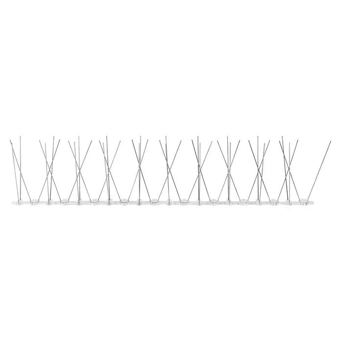 Schellenberg Taubenschutz - L x B x H: 50 x 2,2 x 0,6 cm - Ein detailliertes Bild eines silbernen Geschirrtrockners, der auf einer glatten Oberfläche steht, mit mehreren Fächern für Geschirr.