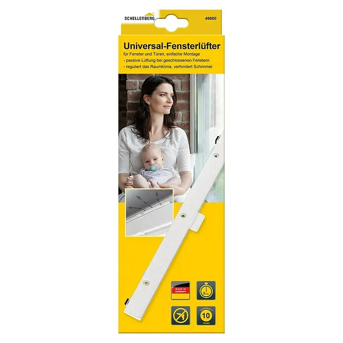 Schellenberg Fensterlüfter Universal Einzelpack - Weiß, 1 Stk. - Fensterlüfter von Schellenberg mit Mutter und Kind.