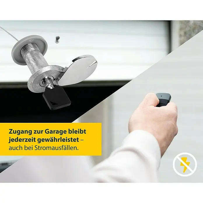 Schellenberg Notentriegelungs-Schloss Powerlift - Passend für: Garagentore bis 40 mm Stärke - Garagen-Notentriegelung mit Schlüssel für den Fall eines Stromausfalls. Zuverlässiger Zugang jederzeit!