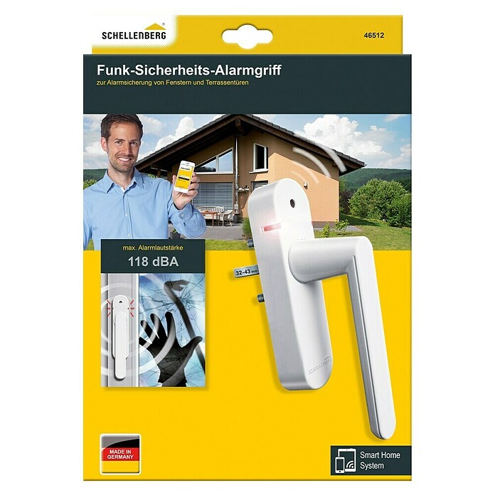 Schellenberg Smart Home Funk-Alarmgriff (DIN Anschlag: Links/Rechts, Weiß)
