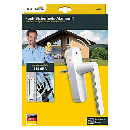Schellenberg Smart Home Funk-Alarmgriff (DIN Anschlag: Links/Rechts, Weiß)